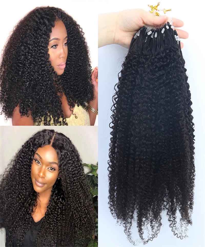 Dolago Brazilian Afro Kinky Curly Micro Link Human Hair Extensions Natural Hair For Micro links Extensions for Black Women Wet and Wavy 8-30 inch Kinky Afro Virgin Hair Online Shop