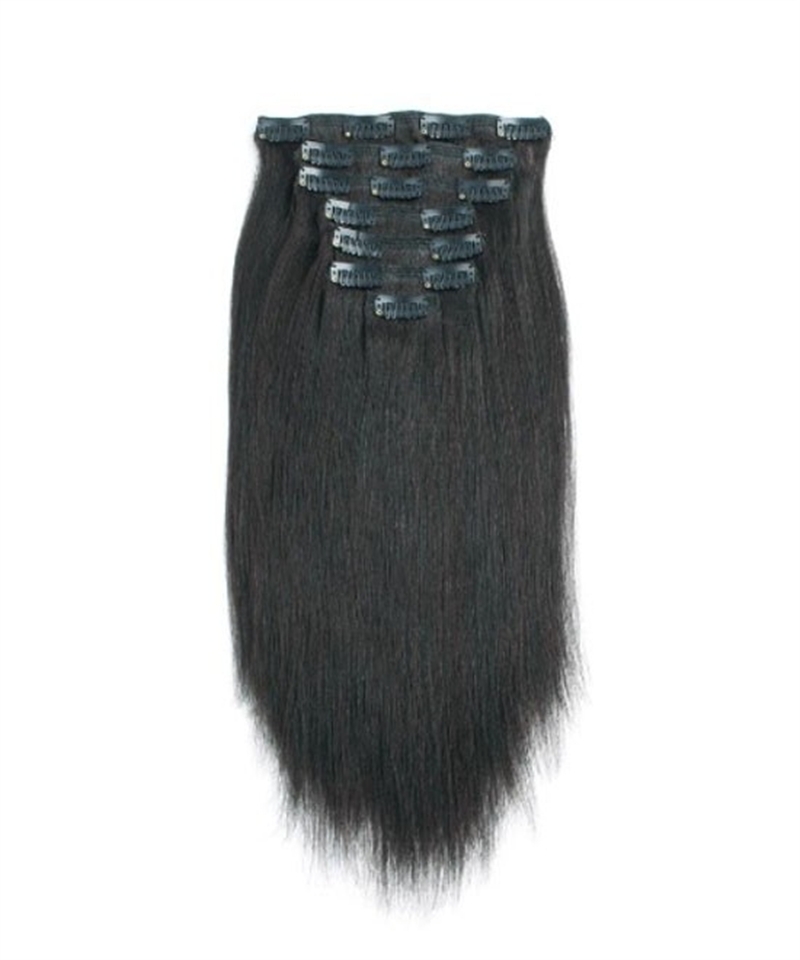 Dolago Light Yaki Straight Clip in Human Hair Extensions High Quality Brazilian Yaki Clip Hair Natural Color For Black Women Can Be Dyed And Bleached For Sale Online 