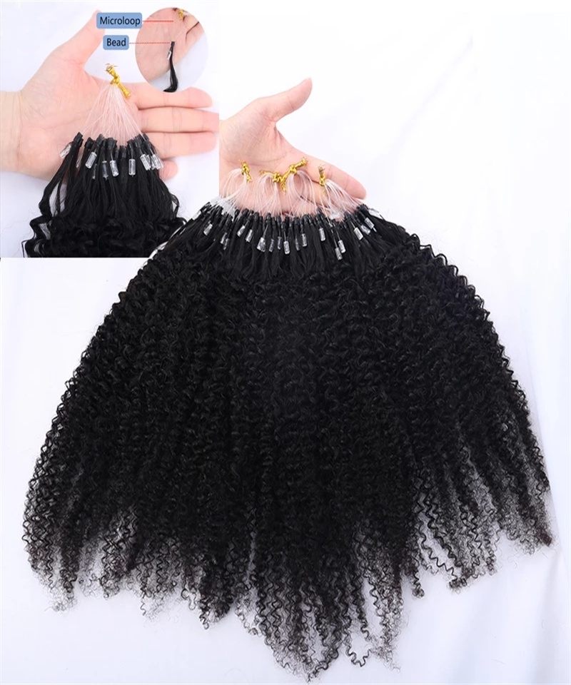 Dolago Brazilian Afro Kinky Curly Micro Link Human Hair Extensions Natural Hair For Micro links Extensions for Black Women Wet and Wavy 8-30 inch Kinky Afro Virgin Hair Online Shop