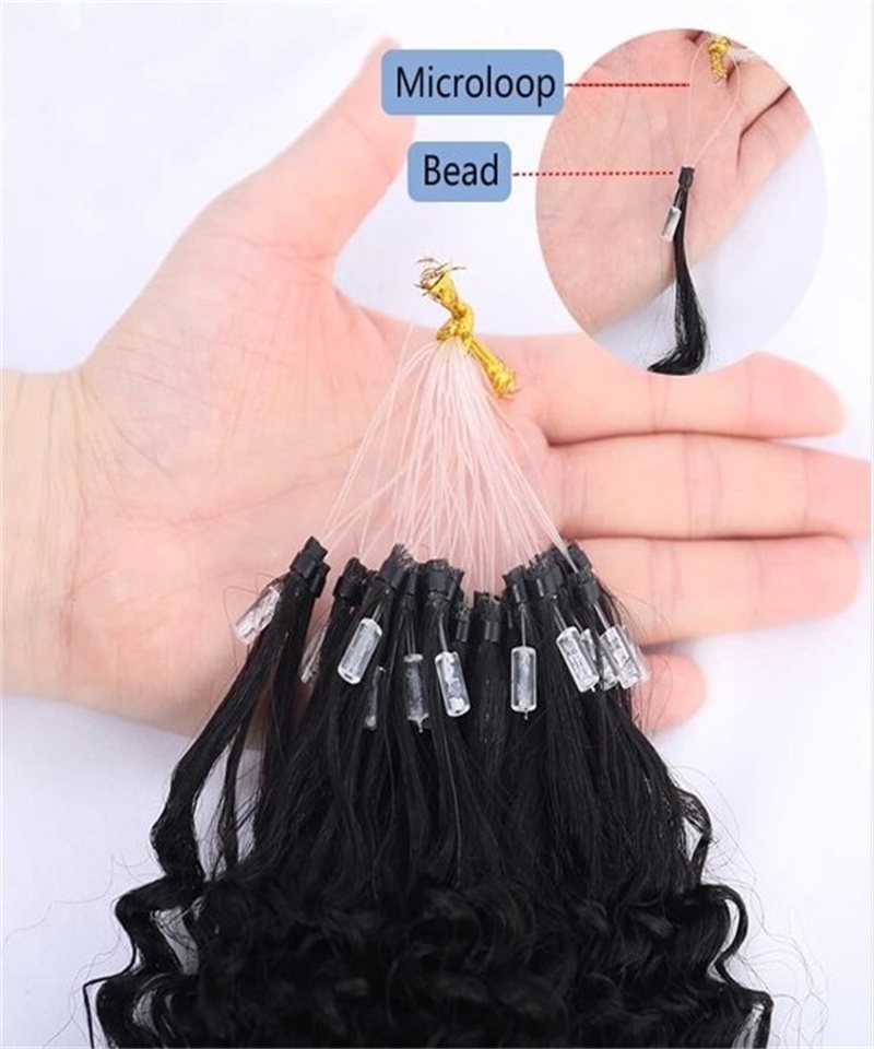 Dolago Mongolia 3B 3C Kinky Curly Micro Links Human Hair Extensions Kinky Afro Curly Virgin Hair Sale Online Shop Best Quality Hair For Micro links Extensions for Black Women Wet and Wavy 8-30 inch 