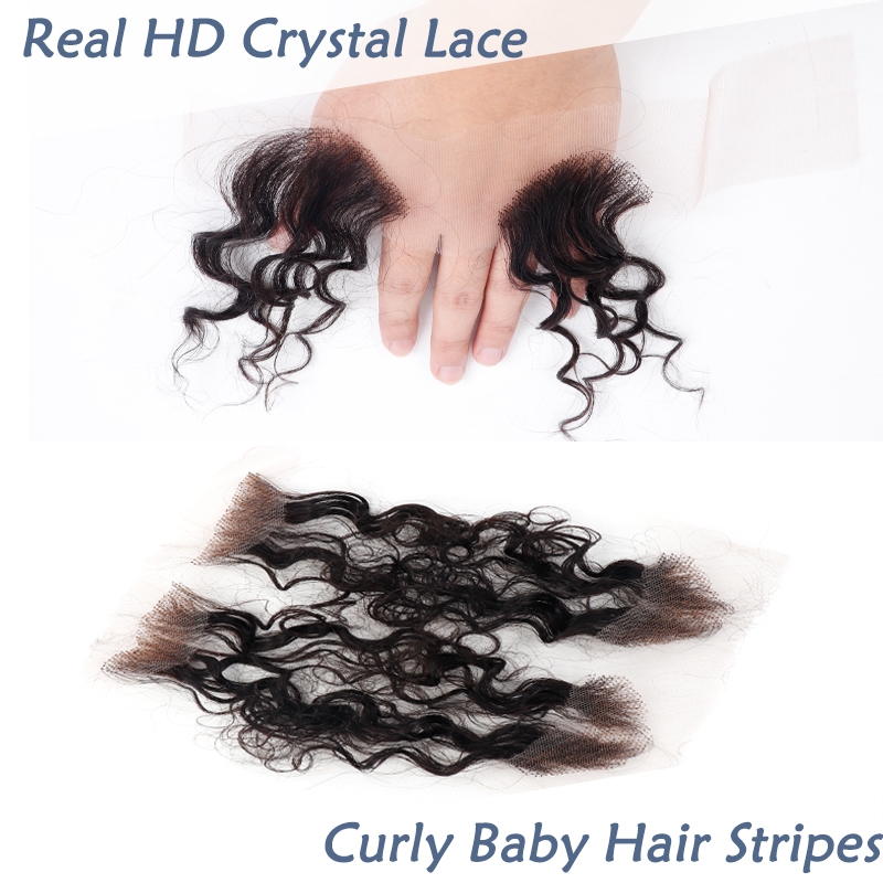 Dolago HD Crystal Lace Baby Hair Stripes 100% Human Hair Baby Hair Curly Edges #613 Blonde Body Wave Swiss Lace Hairline Baby Hair Strips For Women