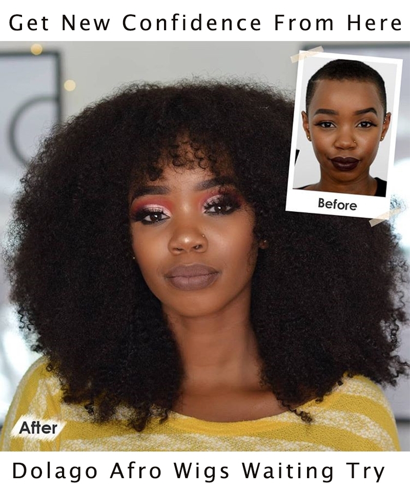 Dolago Mongolian Afro Kinky Kurly Lace Front Wigs Human Hair Pre Plucked High Quality 13x4 Lace Front Wig with Baby Hair For Black Women American Curly Brazilian Glueless Frontal Wigs Can Be Dyed Online 