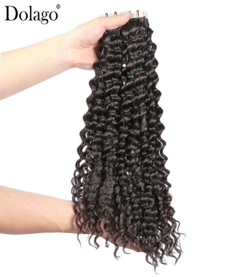 Dolago Loose Curly Flat Tape Human Hair Extensions Online Hair Shop For Sale 100% Human Virgin Hair Curly Styles To Make Hair Grow Longer 8-30 Inches Quality Hair Extensions 