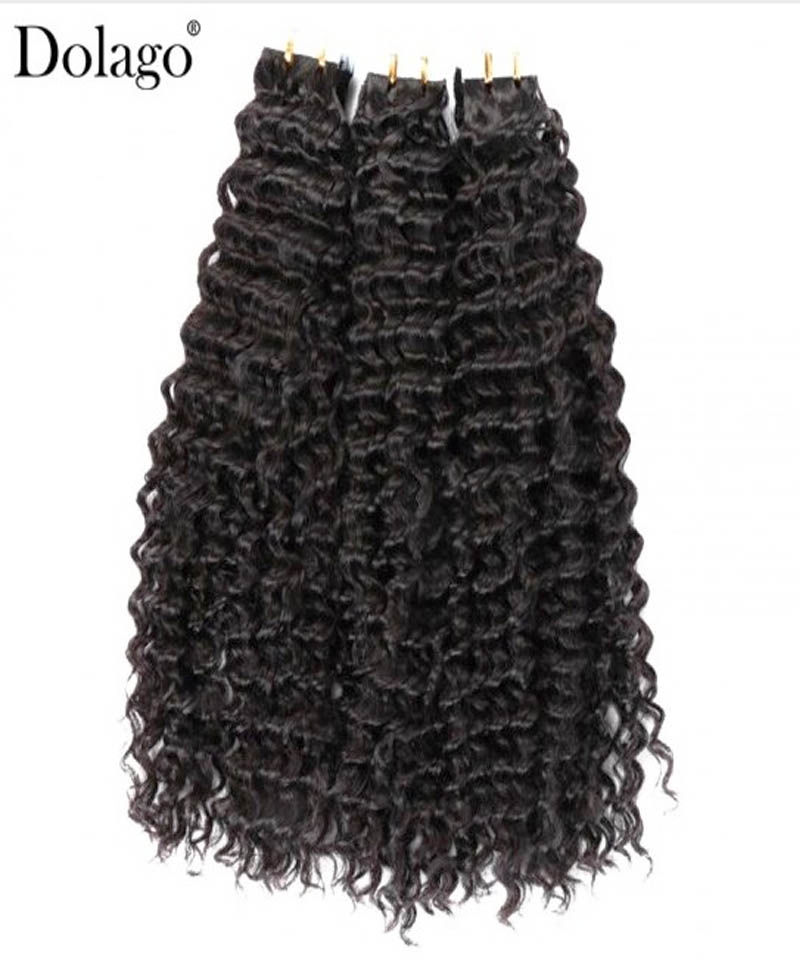 Dolago Loose Curly Flat Tape Human Hair Extensions Online Hair Shop For Sale 100% Human Virgin Hair Curly Styles To Make Hair Grow Longer 8-30 Inches Quality Hair Extensions 