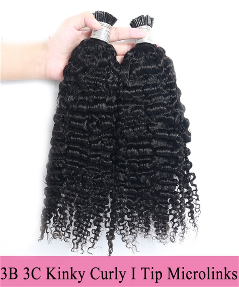 Dolago 3B 3C Kinky Curly I tip Extensions For Women Mongolia Real Human Hair Itip Extensions For Thin Hair 100 Pieces/set Kinky Curly Fusion Itip Extension With Silicone Rings Wholesale For Sale  