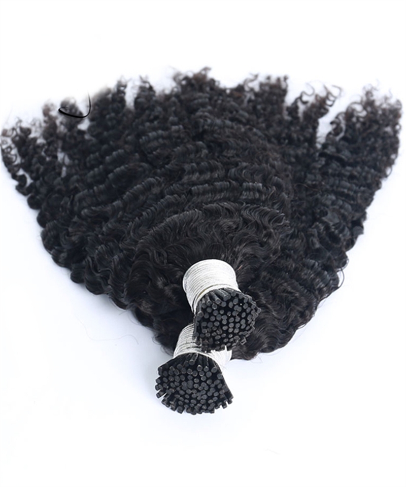 Dolago 3B 3C Kinky Curly I tip Extensions For Women Mongolia Real Human Hair Itip Extensions For Thin Hair 100 Pieces/set Kinky Curly Fusion Itip Extension With Silicone Rings Wholesale For Sale  