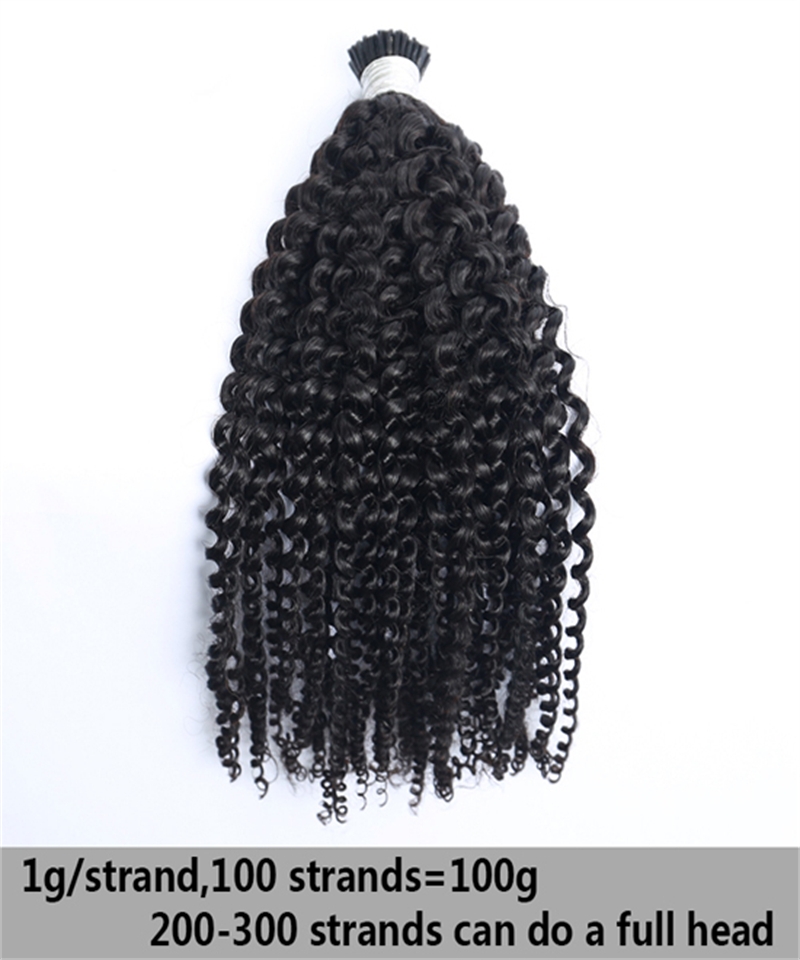 Dolago Natural Kinky Curly I tip Human Hair Extensions For Women High Quality Brazilian 100 Pieces/set I tip hair extensions With Silicone Rings Wholesale Itips Hair For Sale Online