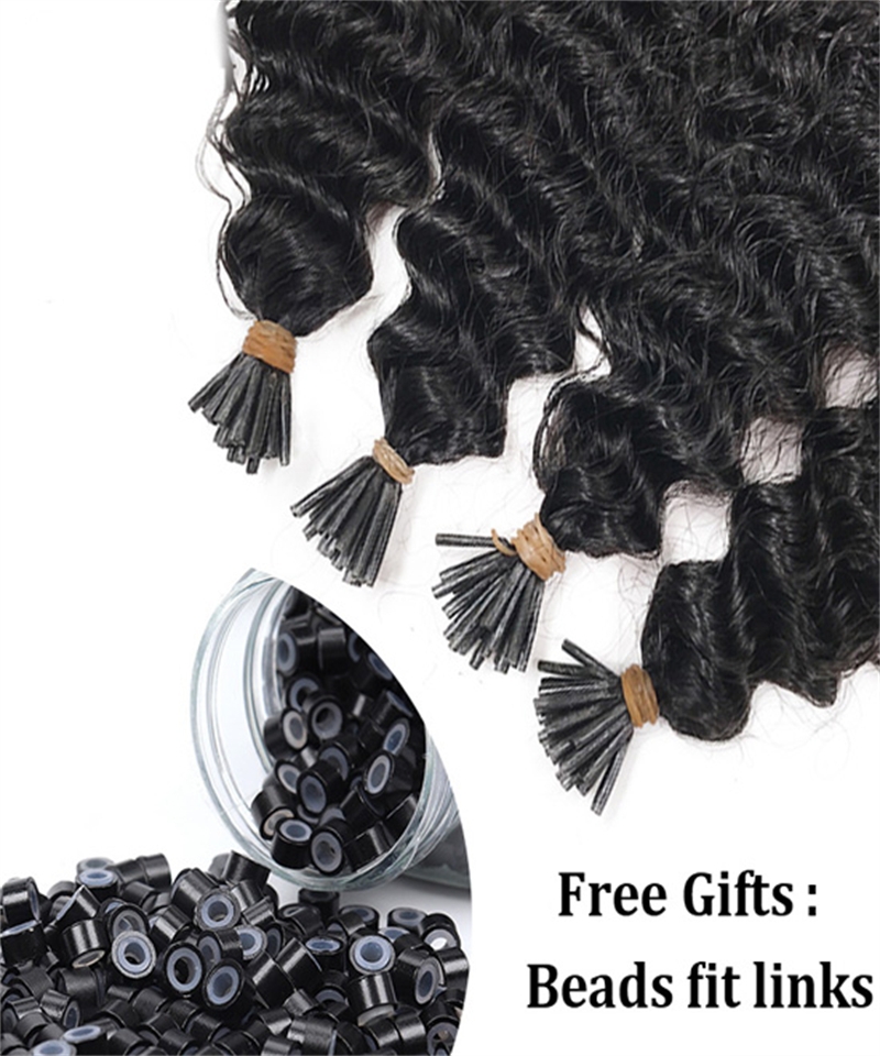 Dolago Loose Curly I tip Hair Extensions For Short Hair High Quality Brazilian Remy Human Hair Itip Extensions For Women Cheap 100pics Curly Itip Extension Wholesale Online Shop Free Shipping 