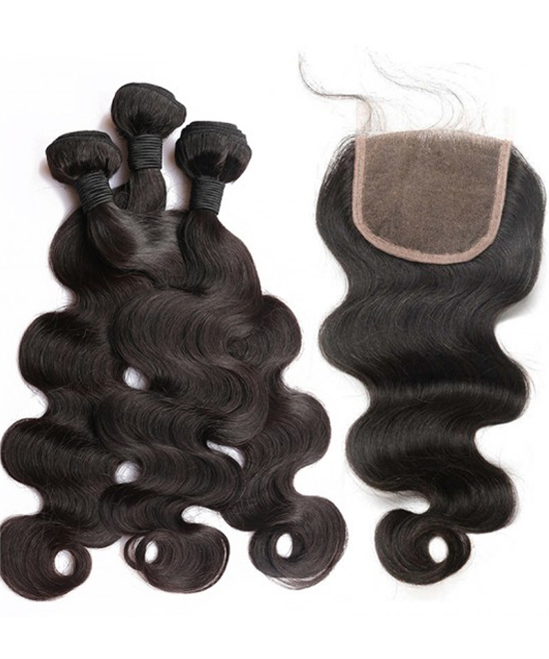 Dolago Brazilian Body Wave 3 100% Human Hair Bundles With 4x4 Lace Frontal Closure Cheap Bundles With Closure For Women Best Wavy Closures And Bundles Hair Wholesale Online Shop For Sale 
