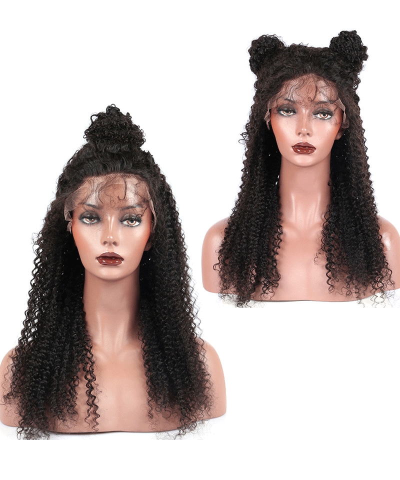 Dolago 3B 4A Kinky Curly 360 Lace Frontal Wig Human Hair For Black Women 150% Glueless Transparent 360 Lace Wigs Pre Plucked For Sale Online Natural Curly 360 Full Lace Wigs With Baby Hair Can Be Dyed 