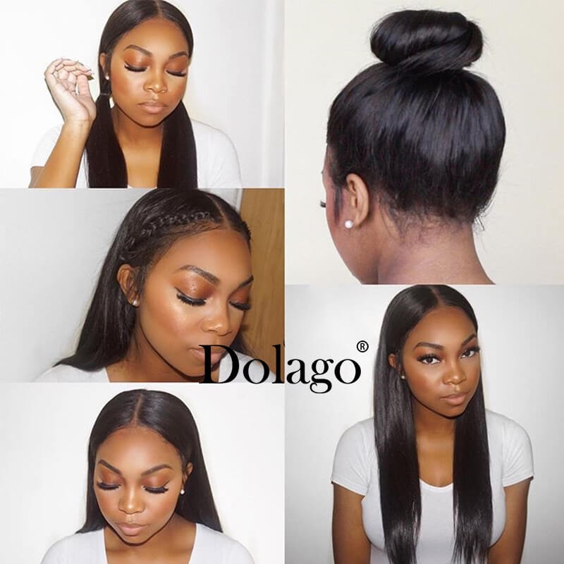 Dolago Cheap 150% Silky Straight 360 Lace Front Wig For Black Women Glueless Brazilian Human Hair Front Lace Wig Pre Plucked For Sale Online High Quality Transparent 360 Lace Wig With Baby Hair Free Shipping