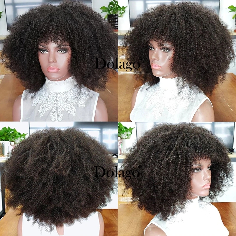 Dolago Mongolian Afro Kinky Curly 360 Real Human Hair Lace Wig For Black Women 180% 4B 4C African Kinky Curly 360 Lace Front Wig With Baby Hair High Quality Glueless 360 Invisible Lace Frontal Wig Pre Plucked