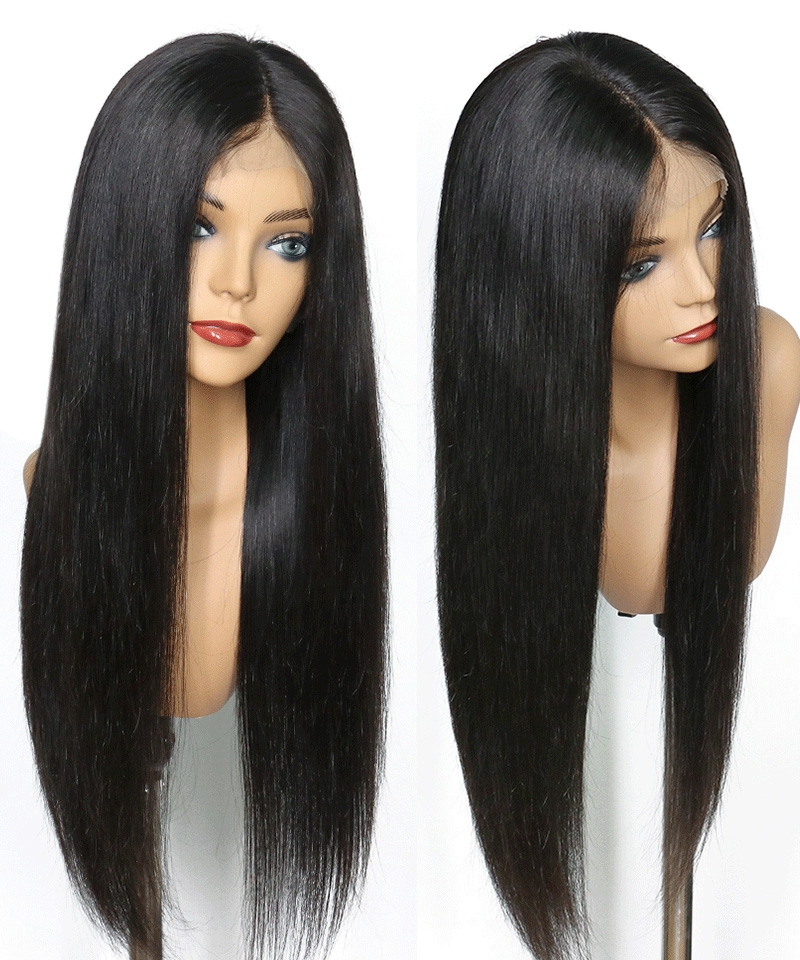 Dolago 150% Silky Straight Glueless Human Hair 13x6 Lace Front Wigs With Curly Baby Hair For Sale Cheap Front Lace Wigs With Invisible Hairline Pre Plucked For Black Women Natural Brazilian Frontal Wigs Pre Bleached