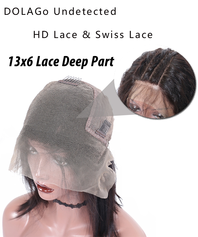 Dolago 13x6 HD Lace Front Wigs Body Wave Pre Plucked For Black Women 130% Wavy Invisible Front Lace Wigs With Baby Hair 10-30 Inches Transparent Lace Frontal Wig Pre Bleached With Natural Hairline Online For Sale