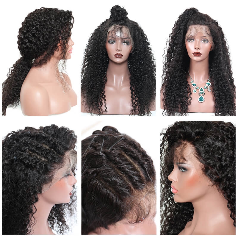 RLC HD Human Hair Lace Frontal Wigs For Black Women 250% High Density Invisible HD 13x6 Lace Front Human Hair Wig For Sale Glueless Deep Curly Undetectable Transparent Frontal Wigs With Baby Hair Pre Plucked