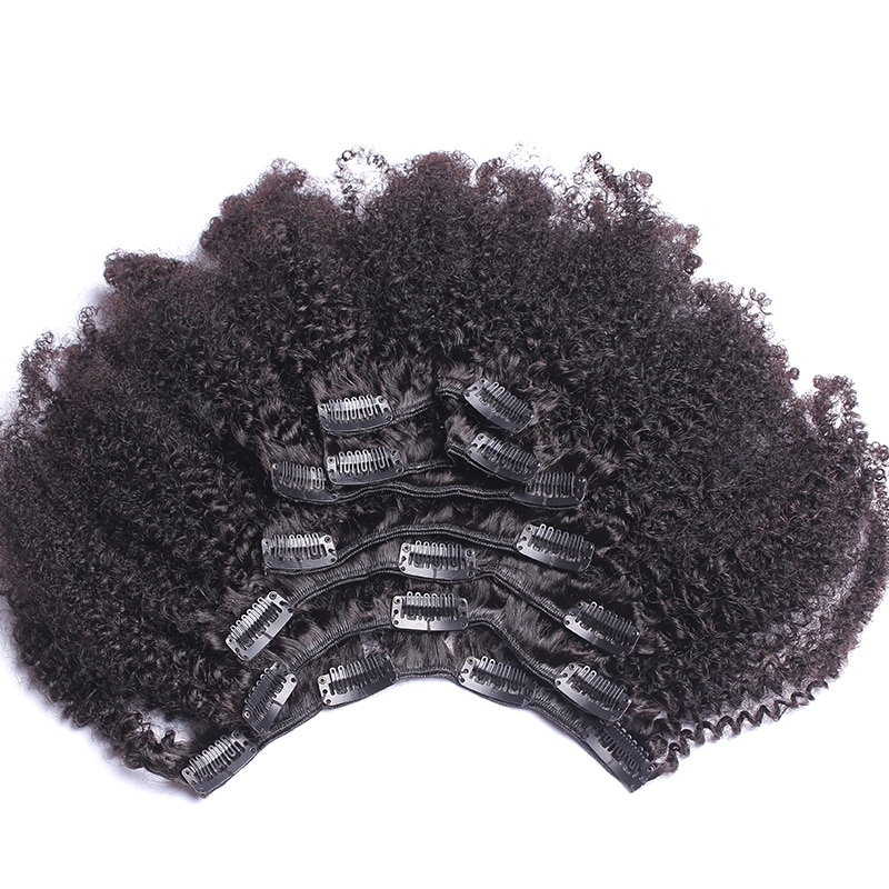 Dolago Hair Afro Kinky Curly Clip In Human Hair Extensions Brazilian 100% Human Virgin Hair 120g/Set 4A 4C Afro Curly Clip Ins For Black Women Sale Online