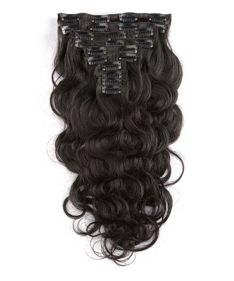 Dolago Best Cheap Body Wave Clip in Human Hair Extensions For Women 120g/7pcs High Quality Brazilian Braid Wave Clip Ins Extensions For sale online shop  