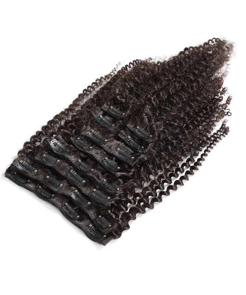 Dolago Brazilian Kinky Curly Clip In Hair Extensions For Black Women Good Cheap 100% Human Hair Kinky Curly Hair Clip Ins With 7 Pieces & 18 Clips For Sale Online