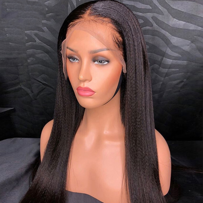 Glueless Light Yaki Straight 13x4 Lace Front Wigs Human Hair For Sale 150% High Quality Brazilian Front Lace Wigs Pre Plucked For Black Women Natural Transparent Lace Frontal Wigs With Baby Hair Pre Bleached
