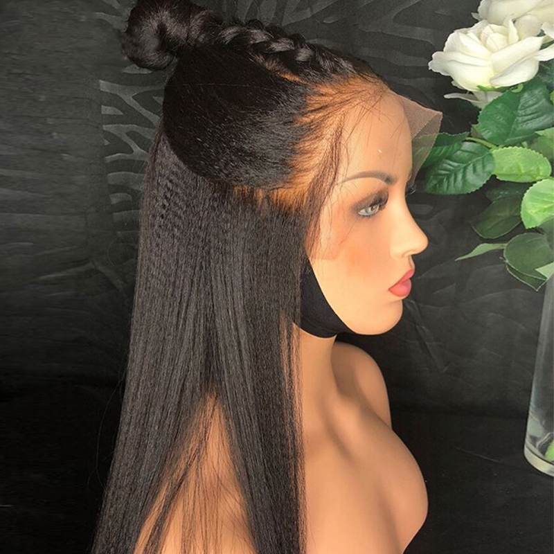 Glueless Light Yaki Straight 13x4 Lace Front Wigs Human Hair For Sale 150% High Quality Brazilian Front Lace Wigs Pre Plucked For Black Women Natural Transparent Lace Frontal Wigs With Baby Hair Pre Bleached