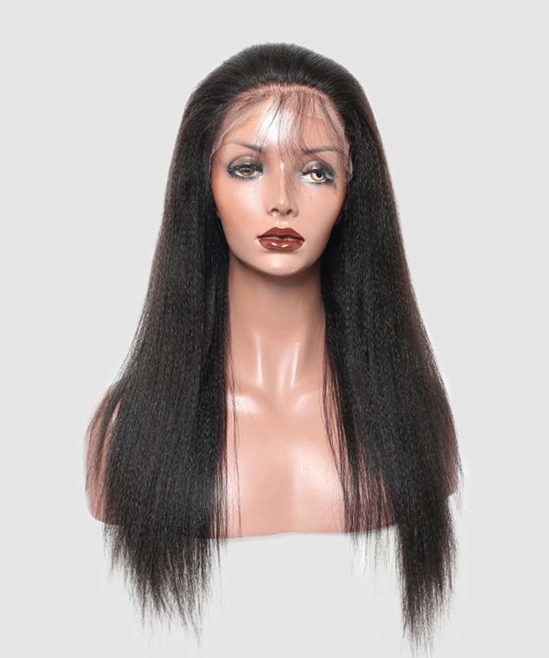 Glueless Light Yaki Straight 13x4 Lace Front Wigs Human Hair For Sale 150% High Quality Brazilian Front Lace Wigs Pre Plucked For Black Women Natural Transparent Lace Frontal Wigs With Baby Hair Pre Bleached