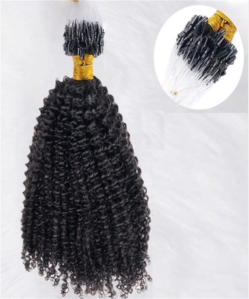 Dolago 8-30 inch Brazilian Kinky Curly Micro Link Human Hair Extensions High Quality Wet and Wavy Kinky Curly Virgin Hair Extensions For Black Women Microlink Natural Hair Bundles