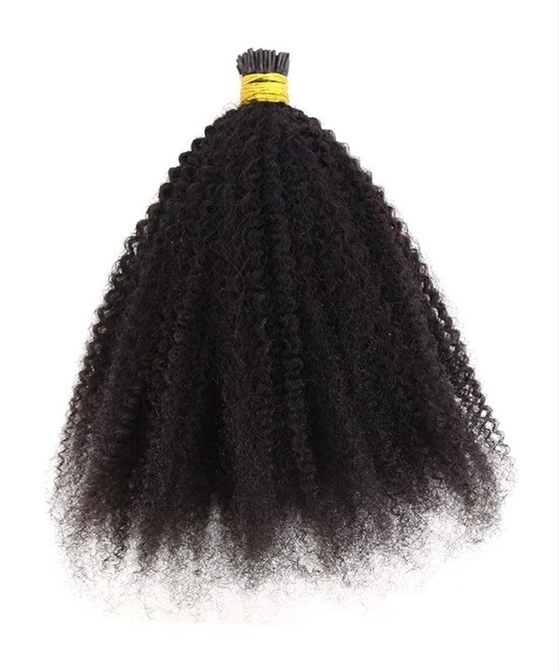 Mongolia Afro Kinky Curly I Tip Human Hair Extensions 8-30" Brazilian Afro Kinky Curly I Tip Hair Bundles To Make Long Hairstyles 100 Pics/set Remy Fusion Stick Keratin Bonded Hair