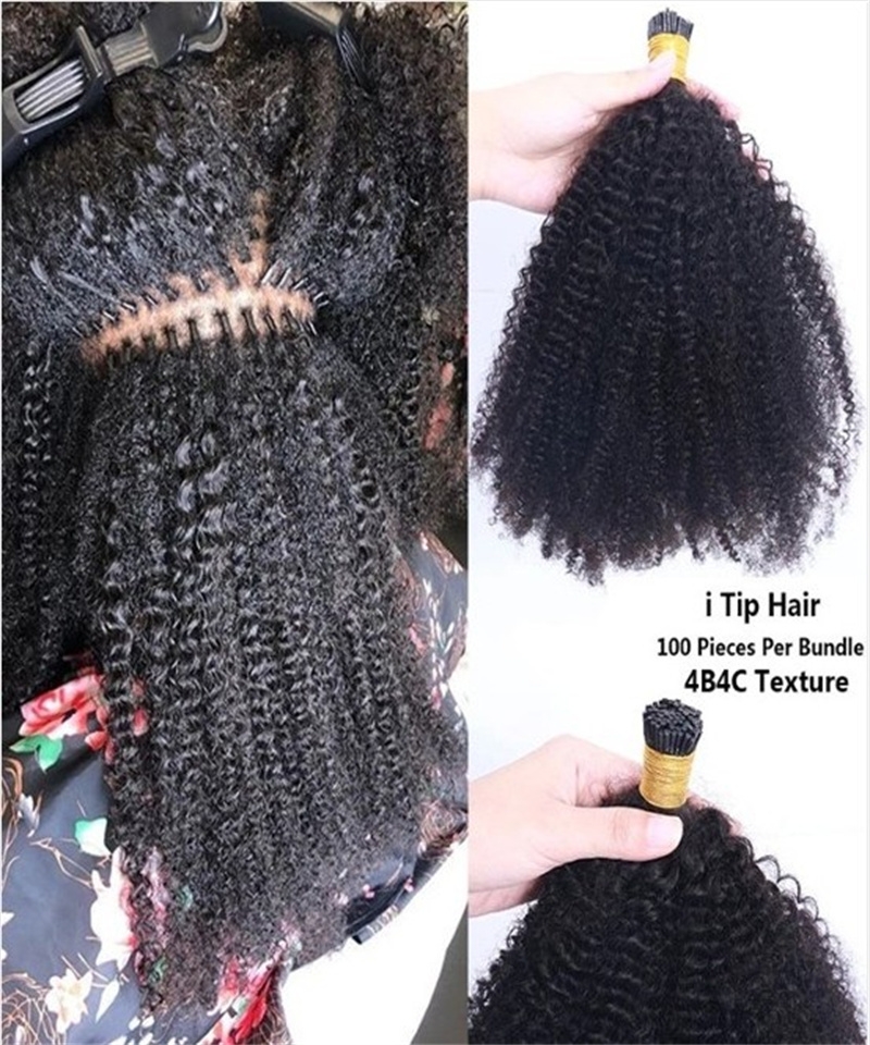 Mongolia Afro Kinky Curly I Tip Human Hair Extensions 8-30" Brazilian Afro Kinky Curly I Tip Hair Bundles To Make Long Hairstyles 100 Pics/set Remy Fusion Stick Keratin Bonded Hair