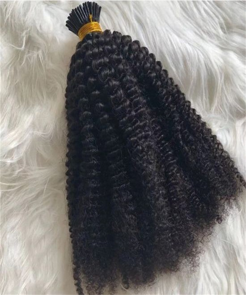 Dolago High Quality Deep Curly I tip Human Hair Extensions For Women Brazilian 100 Pieces/set I tip hair extensions With Silicone Rings Wholesale Price Hot Sales Online