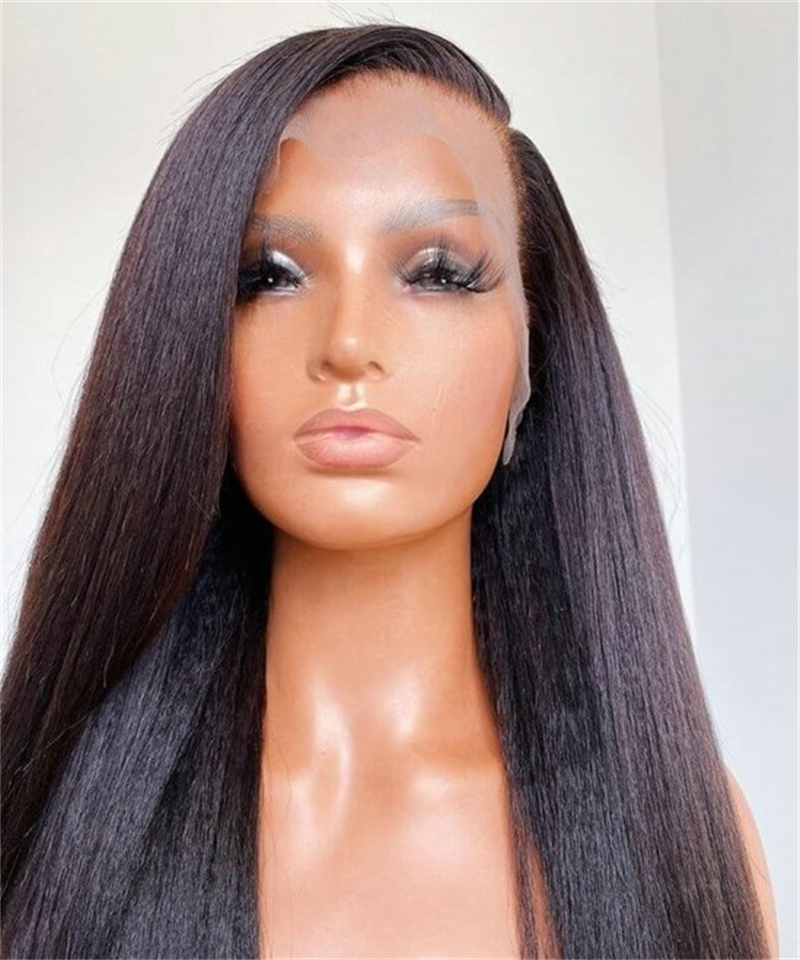 Dolago 250% Density Light Yaki Straight 13x6 Invisible HD Lace Front Human Hair Wigs For Sale 100% Brazilian Human Hair HD Lace Front Wigs With Baby Hair Transparent Glueless Wig Pre Plucked Online Shop 
