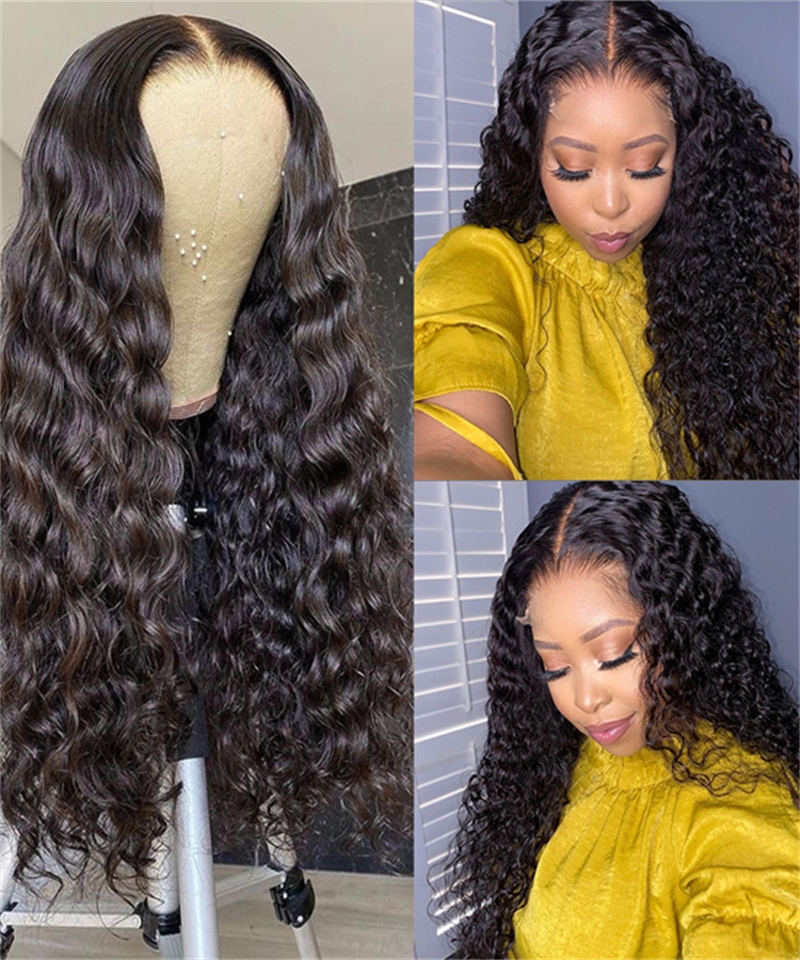 Water Wave Lace Front Wigs For Black Girls High Quality 250% Human Hair Lace Frontal Wig Pre Plucked With Baby Hair For Sale Cheap Glueless 13x6 Lace Front Wig Can Be Dyed Dolago Online Shop 