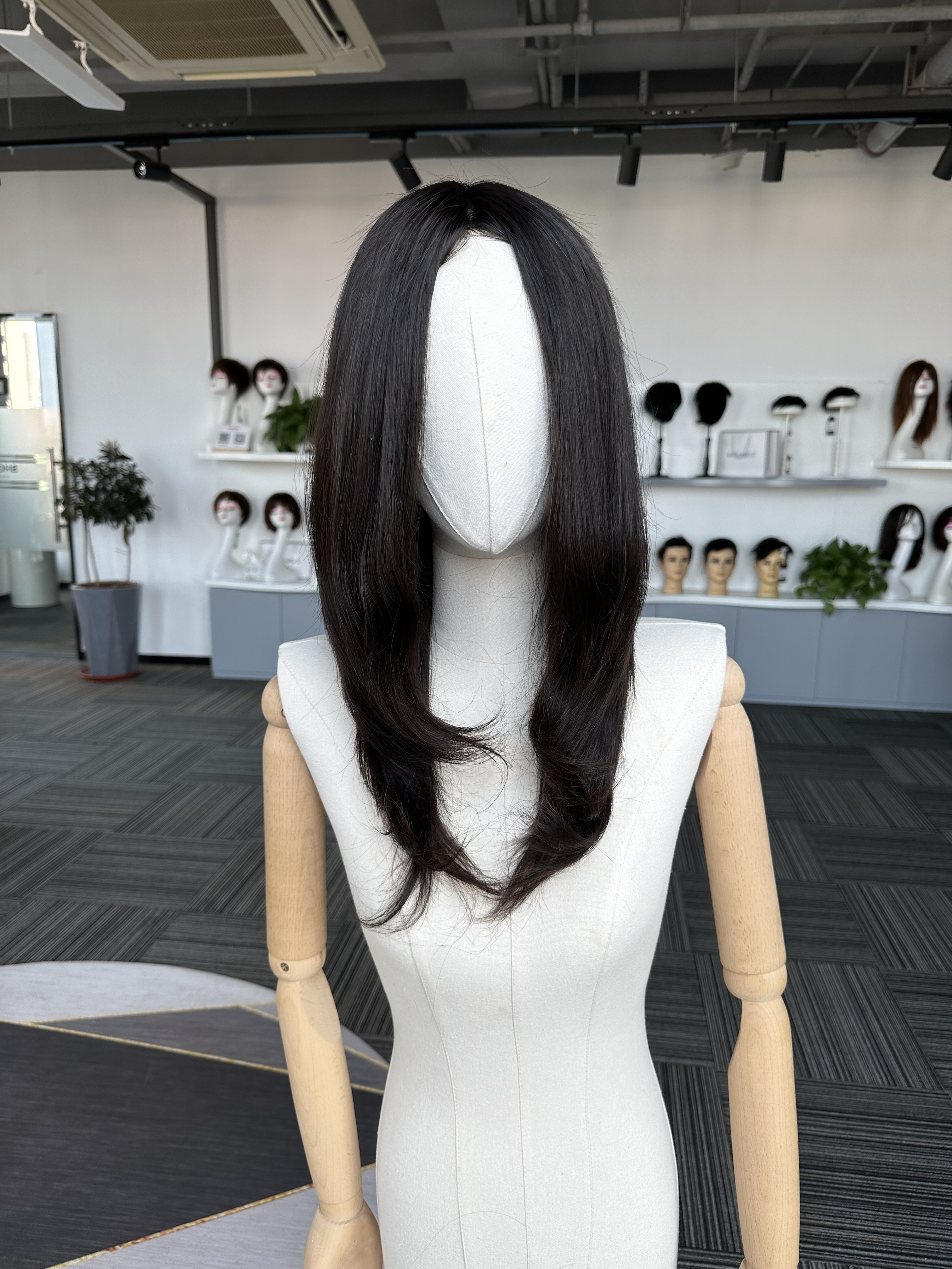 Dolago Luxury Full Poly Skin Medical Wigs For Female Alopecia And Chemo Hair Loss 130% Women's Virgin Human Hair Straight Medical Wigs For Cancer Patients For Thinning Crown Wholesale Free Shipping