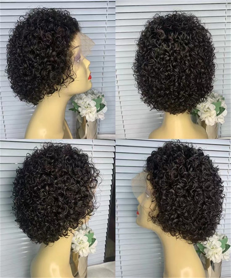 Dolago Short Pixie Cut Wigs For Black Women Brazilian 6 inch Bob Curly African American 13x1 Lace Frontal Human Hair High Quality Pixie Wigs Online Sale