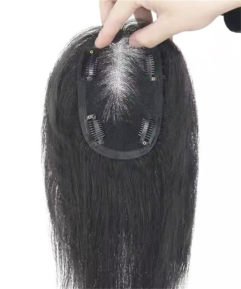 Dolago French Lace Base Straight Topper Hair Extensions For Women Replacement Clip In On 3.5X5.5 Human Hair Pieces Topper System With Hair Loss Sale Online