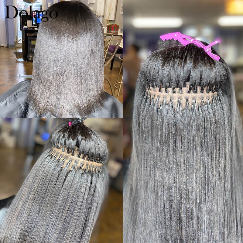 straight i tip human hair extensions for sale