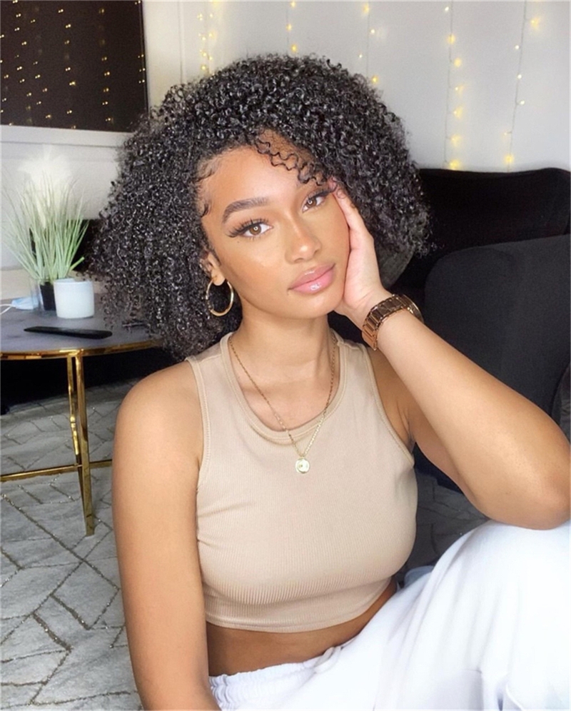 American afro kinky curly HD lace human hair wigs for women
