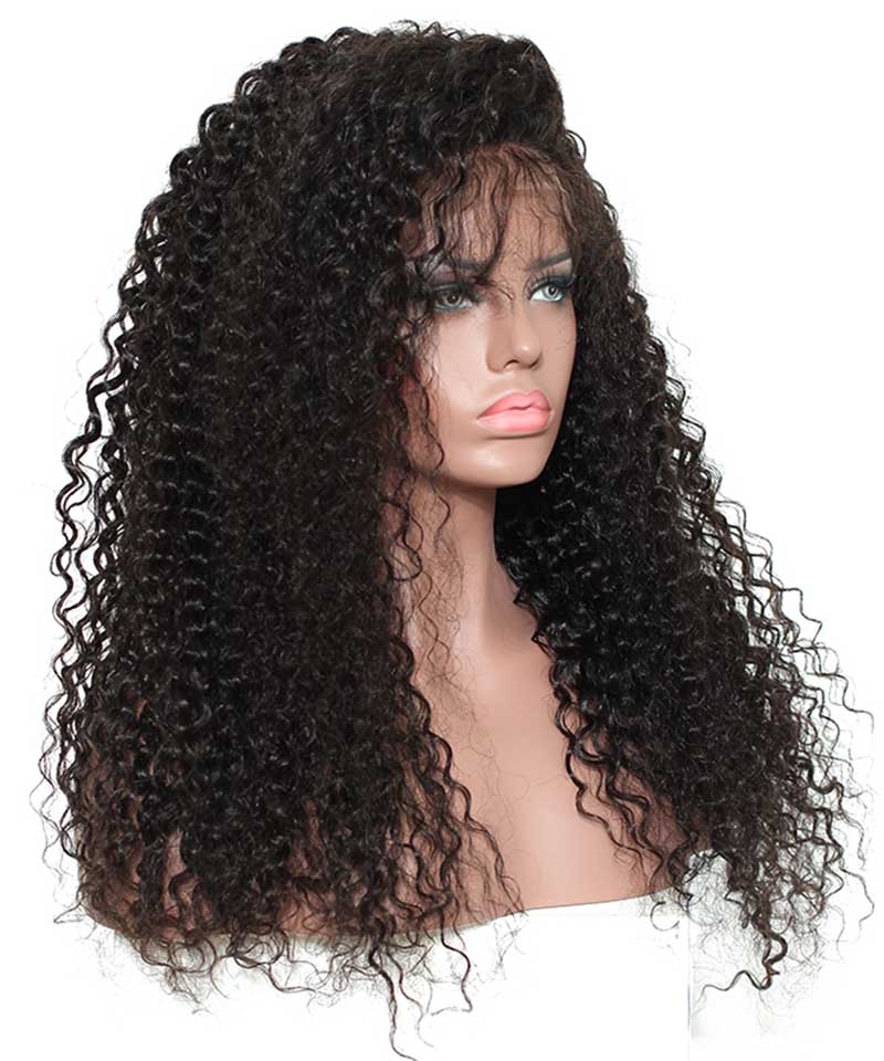Dolago Natural Black RLC Front Lace Human Hair Wig With Curly Baby Hair For Black Women 150% Glueless 13x6 Lace Front Wigs Pre Plucked With Invisible Hairline Deep Curly Brazilian Transparent Frontal Wigs For Sale