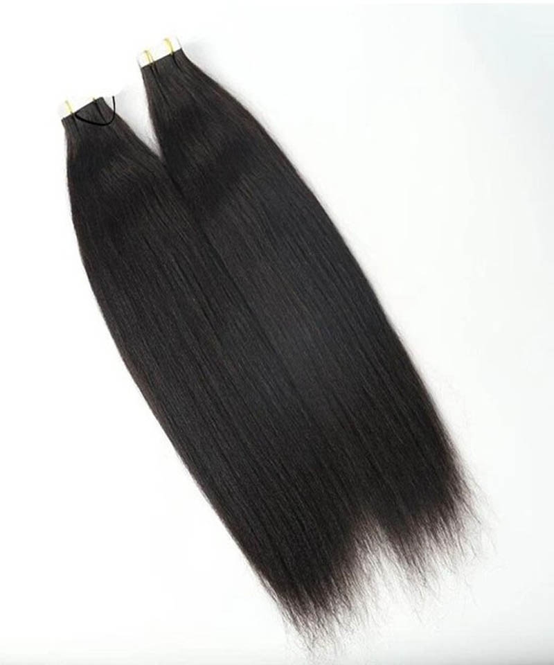 Dolago Slight Yaki Straight Tape In Human Hair Extensions For Women At Cheap Prices 8-30 Inches Brazilian Remy Tape Hair Extensions Yaki Straight Keratin Strips For Sale To Make Long Hair