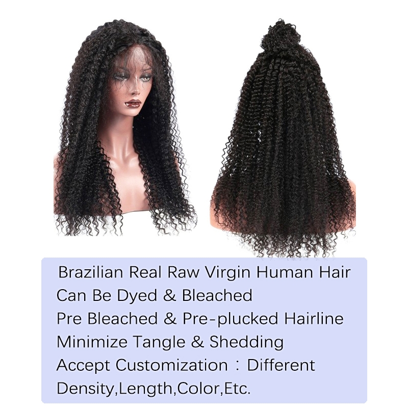 Dolago 250% High Density Kinky Curly Lace Front Human Hair Wigs Pre Plucked For Black Women 3A 3B Curly Glueless Lace Front Wigs With Natural Baby Hair Can Be Dyed Invisible Transparent Frontal Wigs