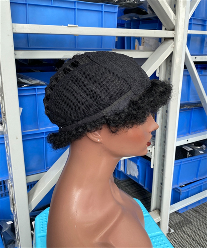 Dolago High Quality Short Curly Machine Bob Wigs For Black Women Brazilian 100% Human Hair Wig Non Lace Natural Looking Pixie Cut Wig For Sale Online Free Shipping