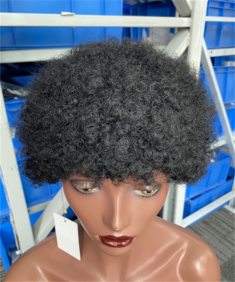 Dolago High Quality Short Curly Machine Bob Wigs For Black Women Brazilian 100% Human Hair Wig Non Lace Natural Looking Pixie Cut Wig For Sale Online Free Shipping