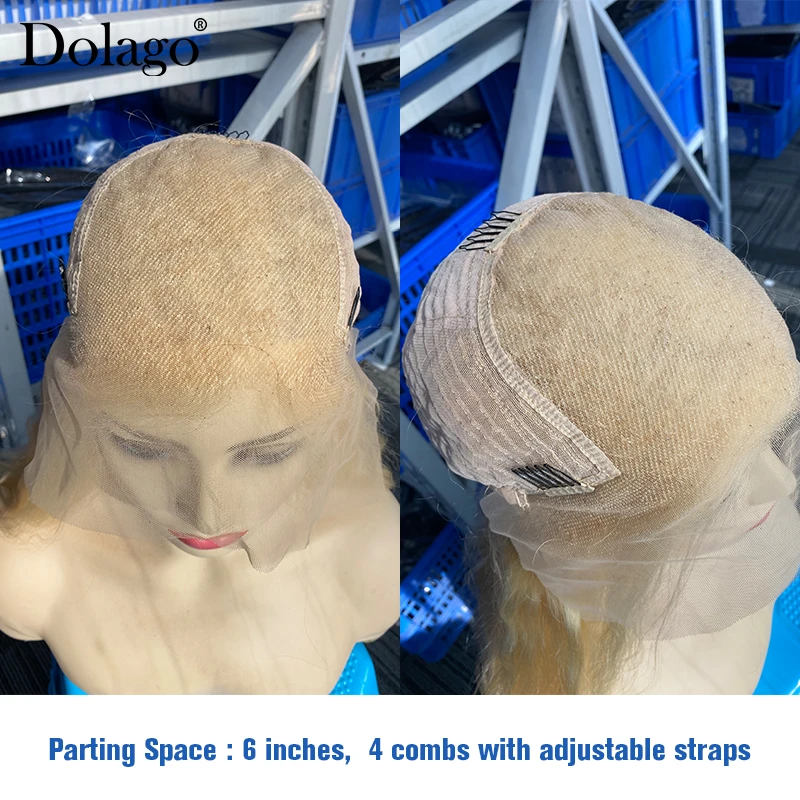 Dolago 180% Body Wave 613 Frontal Wig For Black Women Natural Blonde HD Transparent Lace Front Human Hair Wig With Lightly Bleached The Knots For Sale 613 Golden 13x6 Front Lace Wig Free Shipping