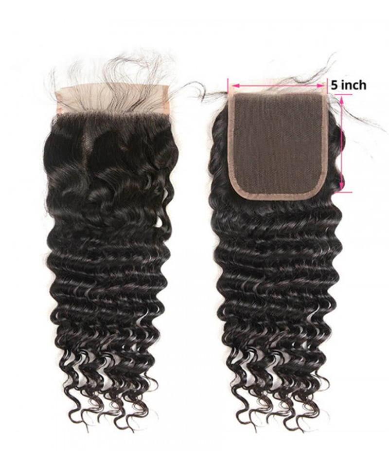 Dolago High Quality Deep Wave 3 Human Hair Bundles With 5x5 Lace Closure For Deal Brazilian Hair Bundles With Closure Wholesale Cheap Virgin Bundles And Closure Pre Plucked For Women Sale Online